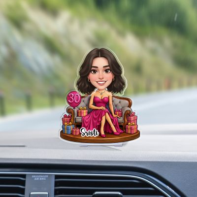 Personalized Birthday Queen Bobblehead Caricature with Battery Powered Moving Head Feature Keepsake Tabletop Decor for Home & Office Birthday, Sister, or Best Friend